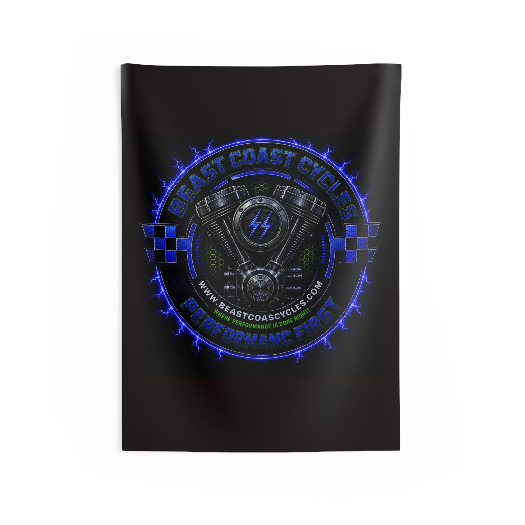 East Coast Cycles Neon Engine Wall Tapestry
