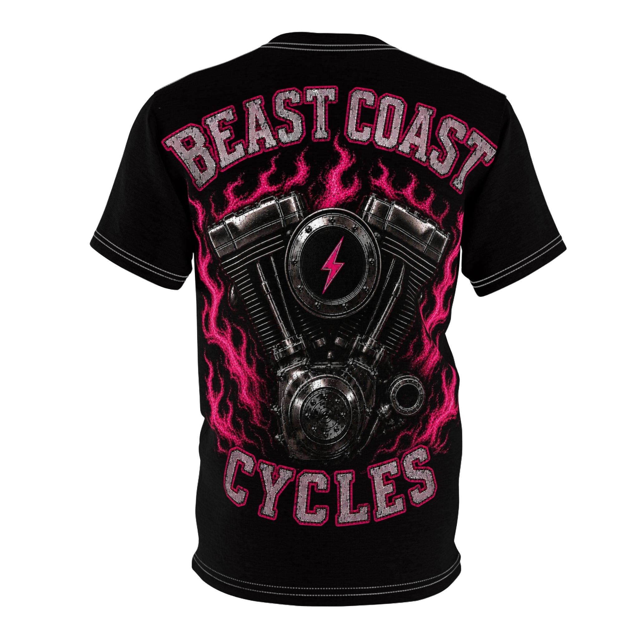 Beast Coast Cycles Black Tee —Pink