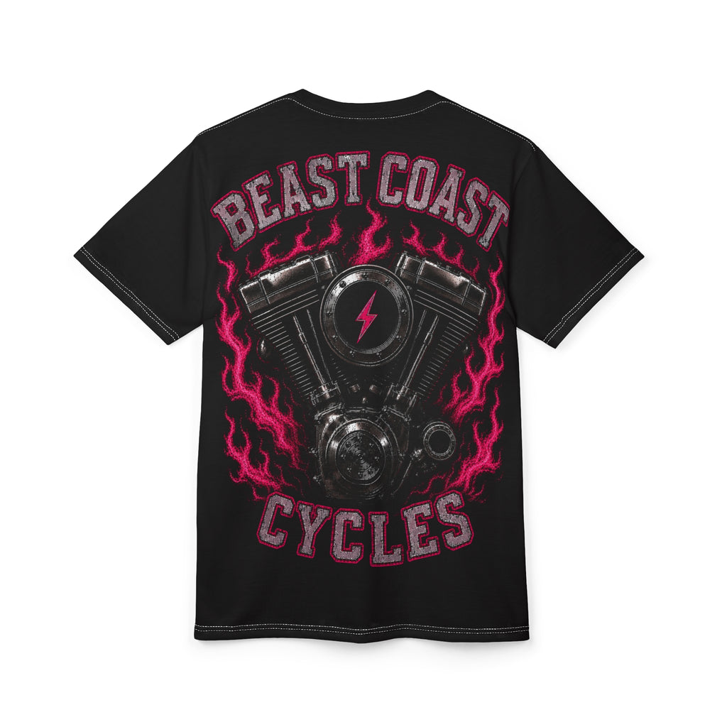Beast Coast Cycles Black Tee —Pink