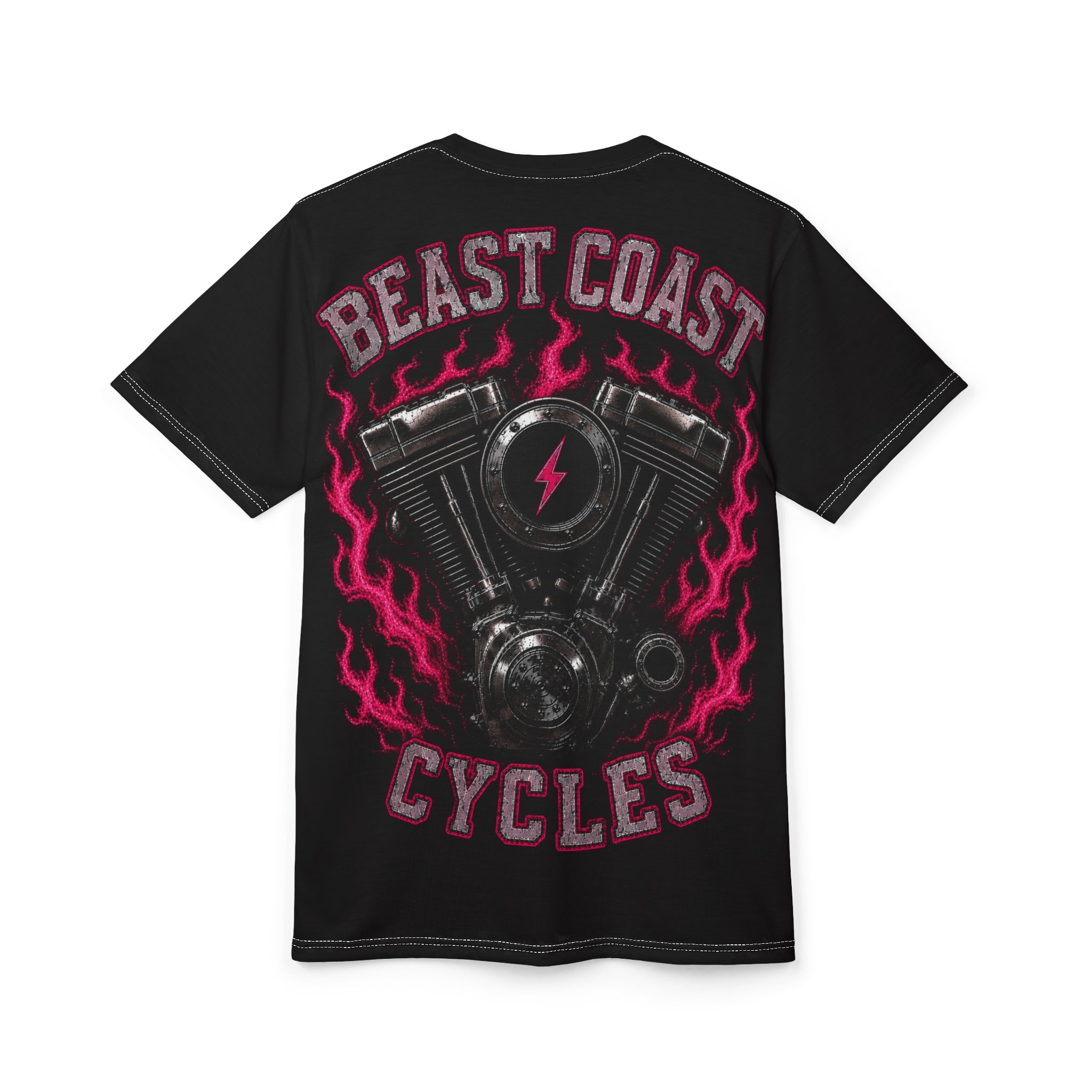 Beast Coast Cycles Black Tee —Pink