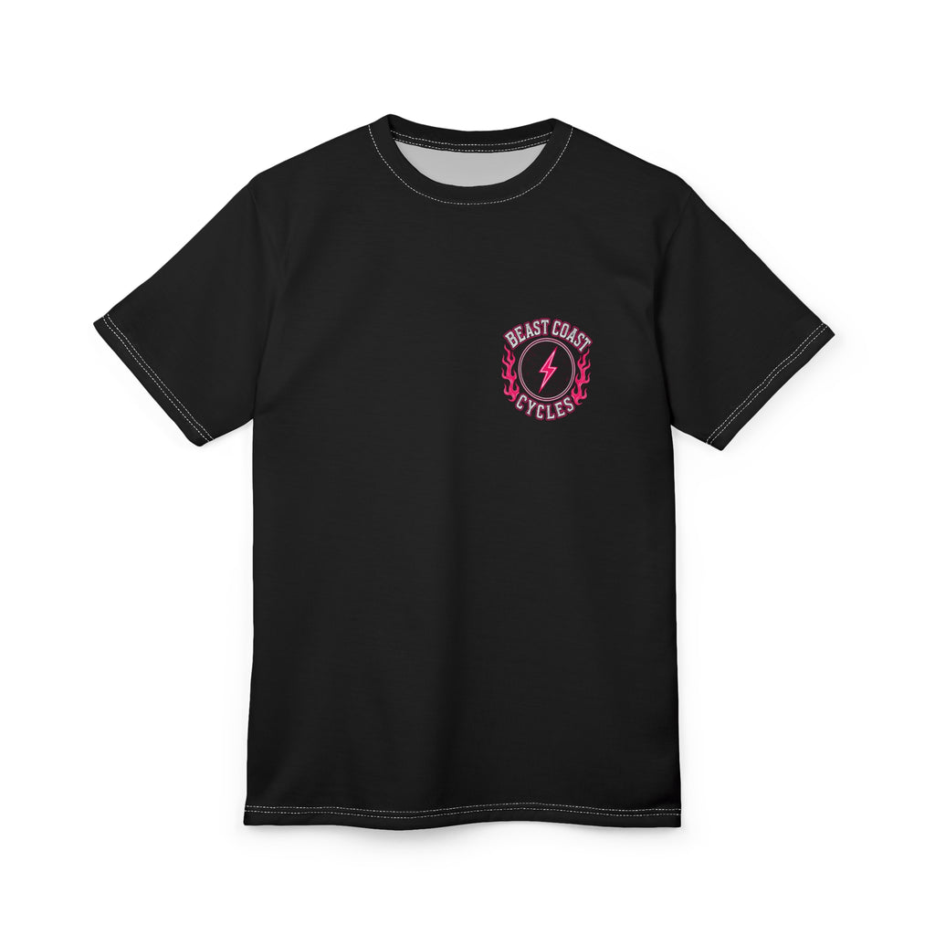 Beast Coast Cycles Black Tee —Pink