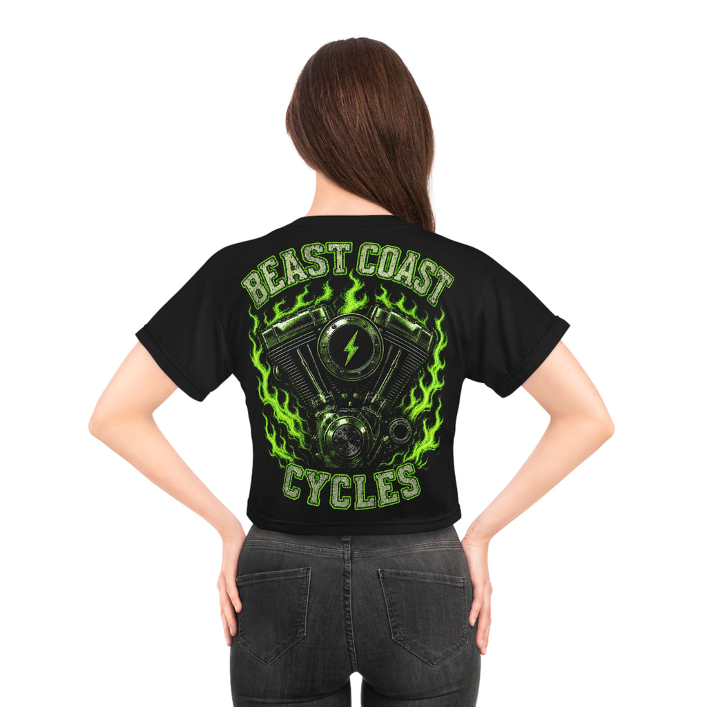 Beast Coast Crop Tee - Lime Green