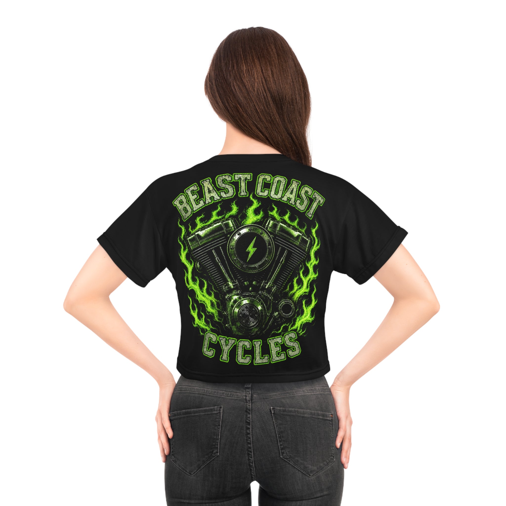 Beast Coast Crop Tee - Lime Green