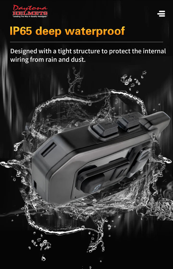 Daytona Helmets Motorcycle Bluetooth Headset - Motorcycle Communication System For All Types of Helmets - 2