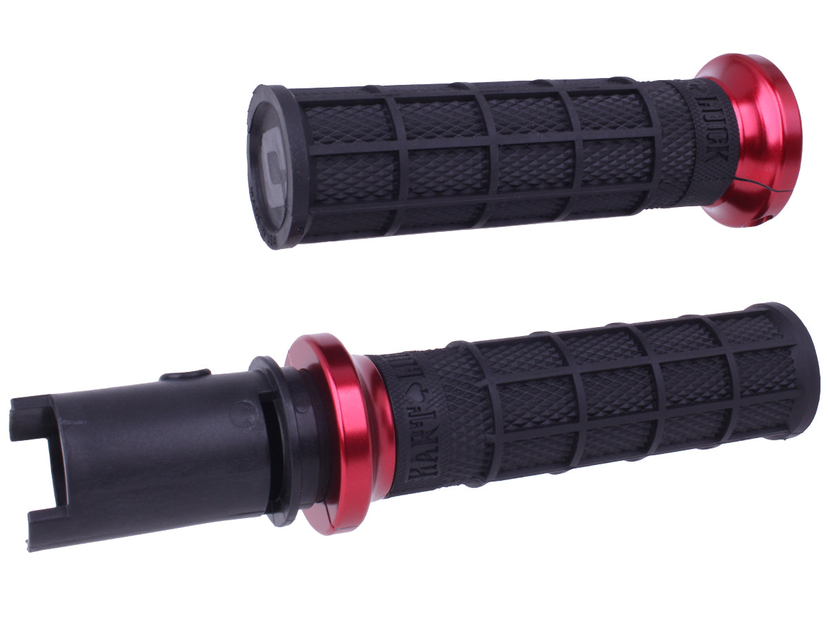 ODI Lock-On Hart-Luck Signature Full-Waffle Grips For 2024-Up-Touring & 2025-Up M8 Softails Black/Red