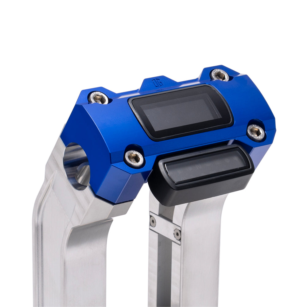 OG Aluminum 10.5 inch Pull Back Risers with Blue Digital Gauge Cut Out Top Clamp