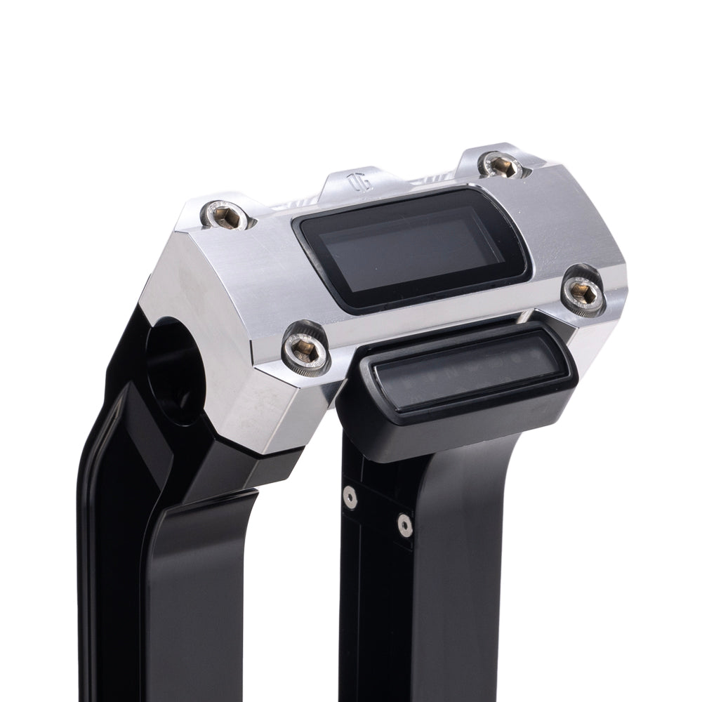 OG Black 10.5 inch Pull Back Risers with Aluminum Digital Gauge Cut Out Top Clamp