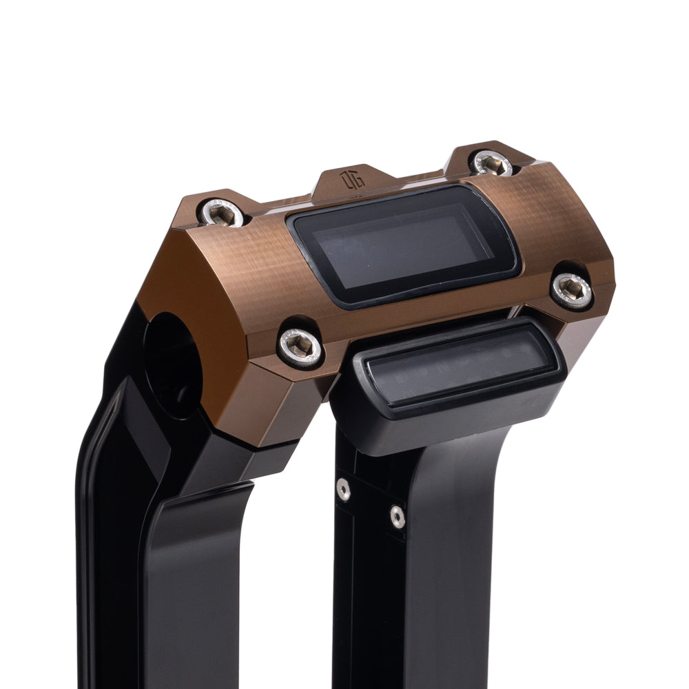 OG Black 10.5 inch Pull Back Risers with Bronze Digital Gauge Cut Out Top Clamp