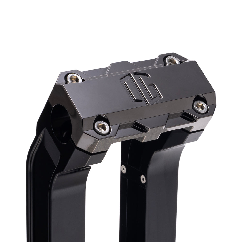 OG Black 10.5 inch Straight Risers with Black Chrome Standard Top Clamp
