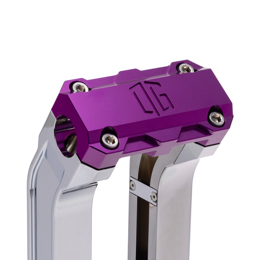 OG Chrome 10.5 inch Straight Risers with Purple Standard Top Clamp