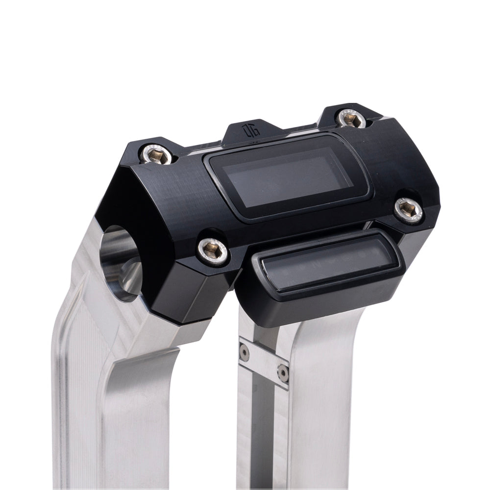 OG Aluminum 2 inch Straight Risers with Black Digital Gauge Cut Out Top Clamp
