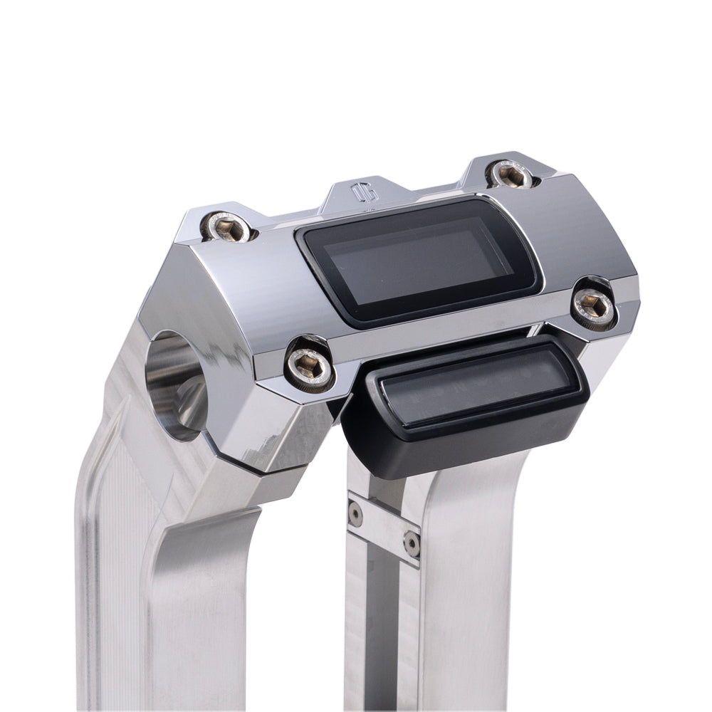 OG Aluminum 2 inch Straight Risers with Chrome Digital Gauge Cut Out Top Clamp