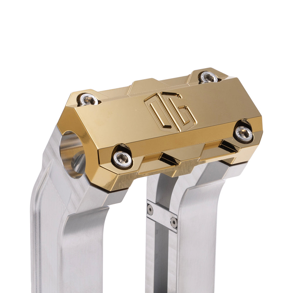 OG Aluminum 2 inch Pull Straight Risers with Gold Plating Standard Top Clamp