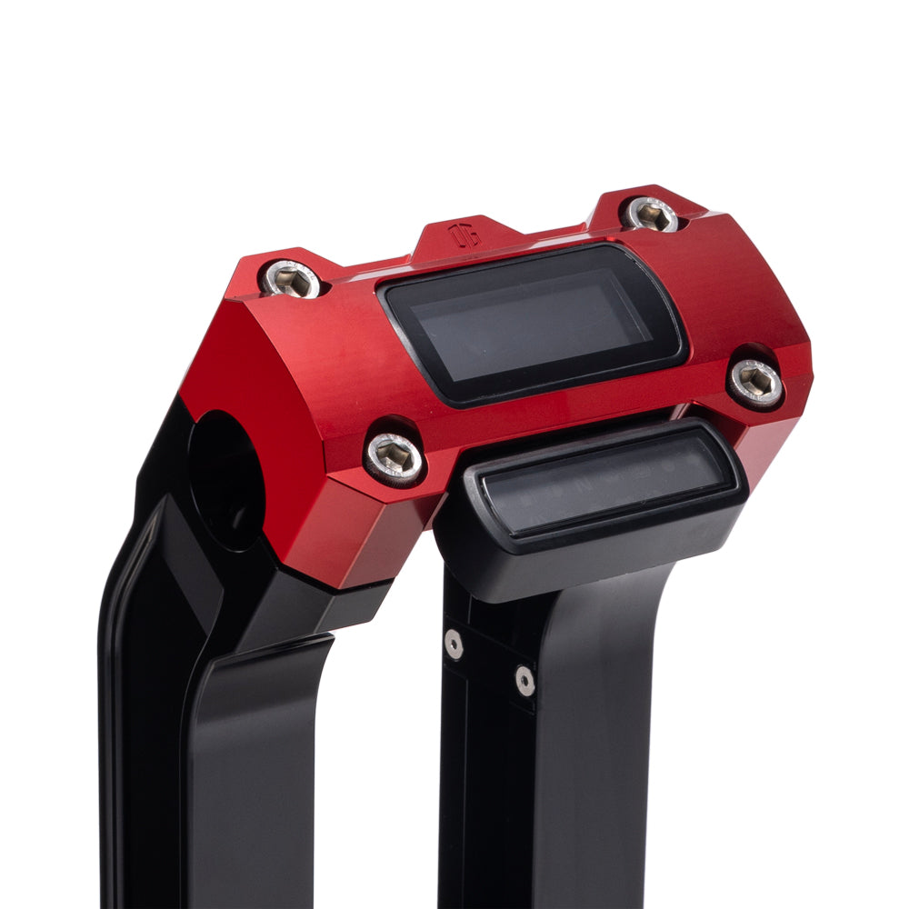 OG Black 2 inch Straight Risers with Red Digital Gauge Cut Out Top Clamp
