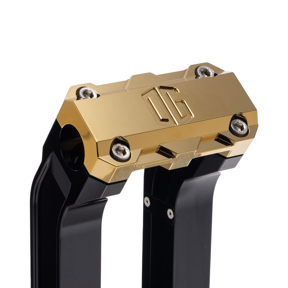 OG Black 2 inch Pull Straight Risers with Gold Plating Standard Top Clamp