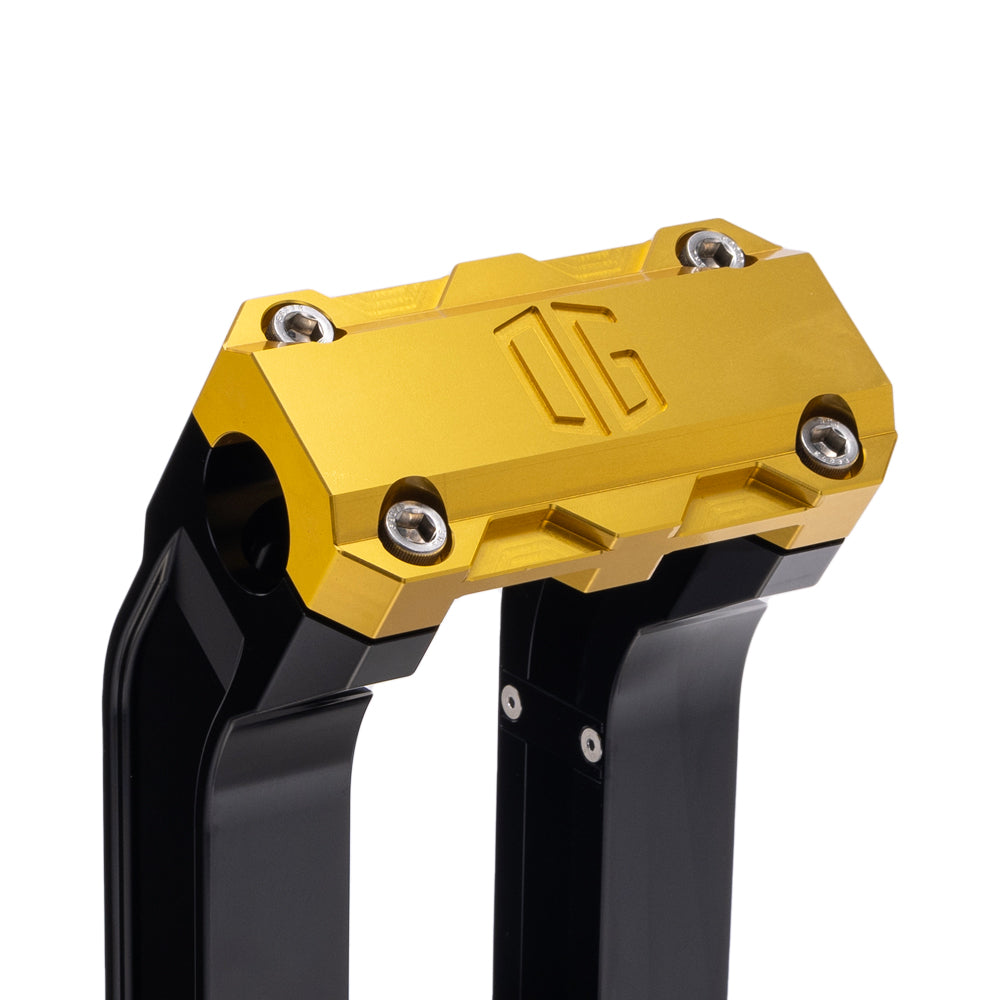 OG Black 2 inch Pull Straight Risers with Gold Standard Top Clamp
