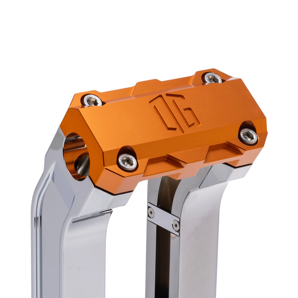 OG Chrome 2 inch Pull Straight Risers with Orange Standard Top Clamp
