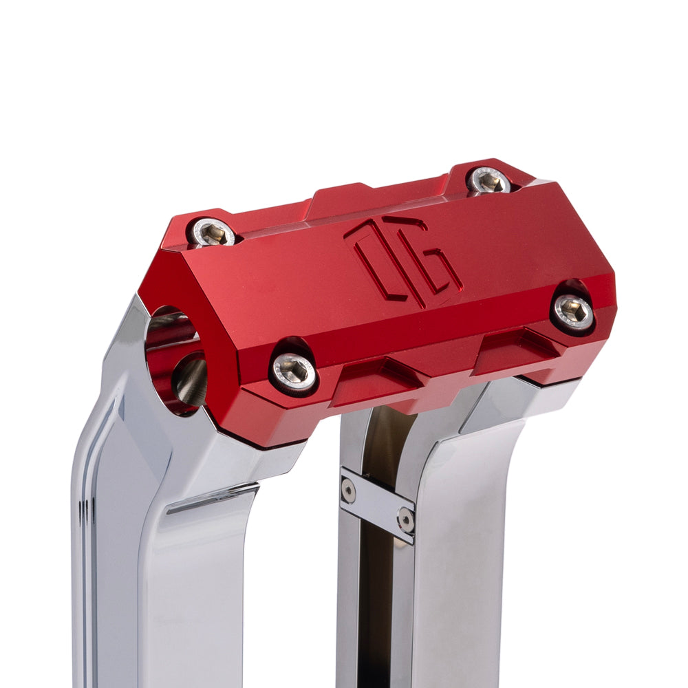 OG Chrome 2 inch Pull Straight Risers with Red Standard Top Clamp