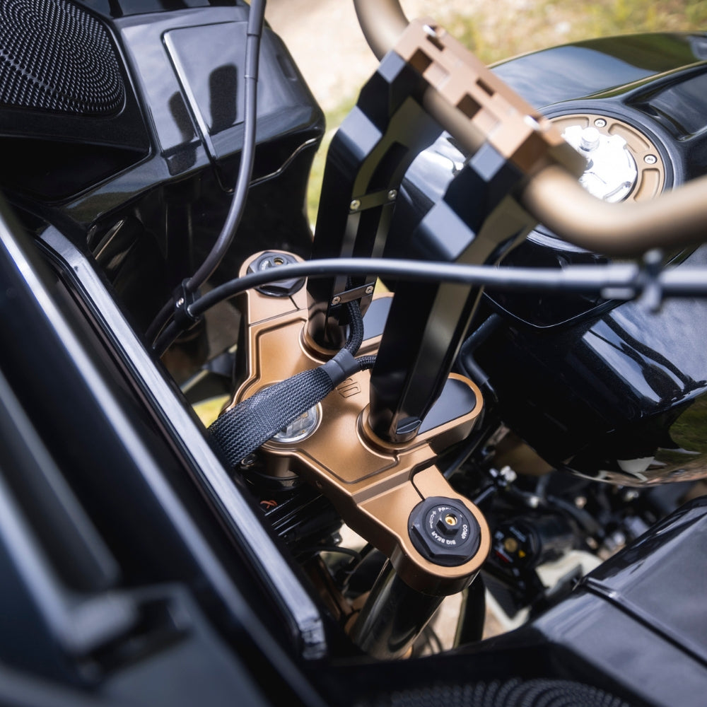 OG Bronze 2024-Up Touring Top Triple Tree installed on a Road Glide 2024