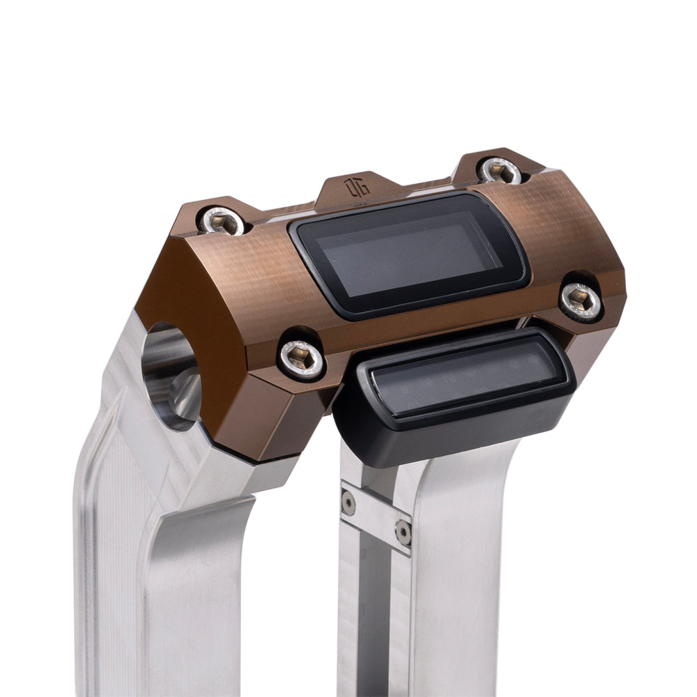 OG Aluminum 6.5 inch Pull Back Risers with Bronze Digital Gauge Cut Out Top Clamp