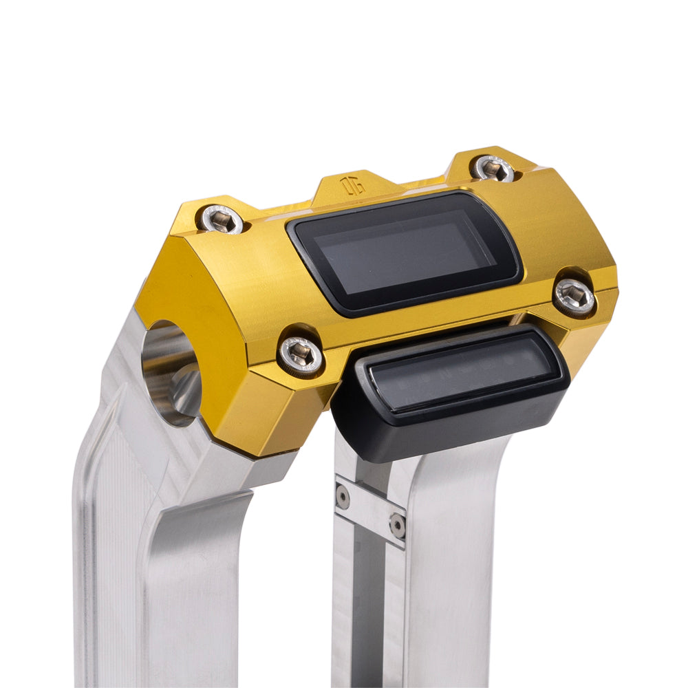 OG Aluminum 6.5 inch Pull Back Risers with Gold Digital Gauge Cut Out Top Clamp