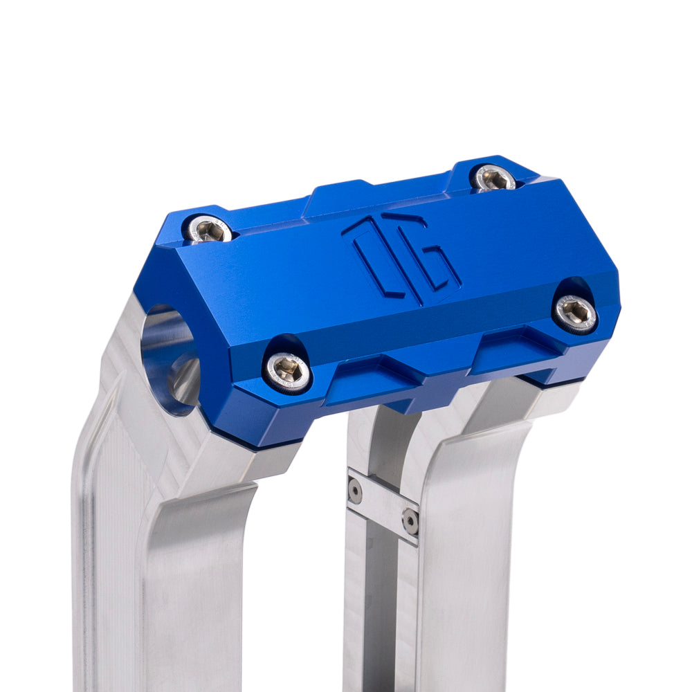 OG Aluminum 6.5 inch Pull Back Risers with Blue Standard Top Clamp