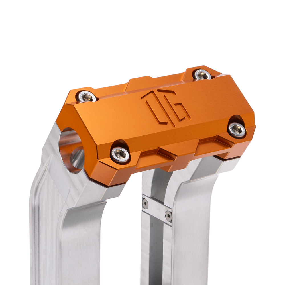 OG Aluminum 6.5 inch Pull Back Risers with Orange Standard Top Clamp