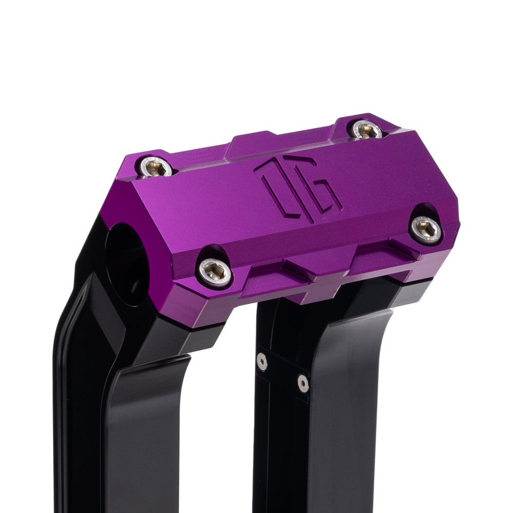 OG Black 6.5 inch Pull Back Risers with Purple Standard Top Clamp