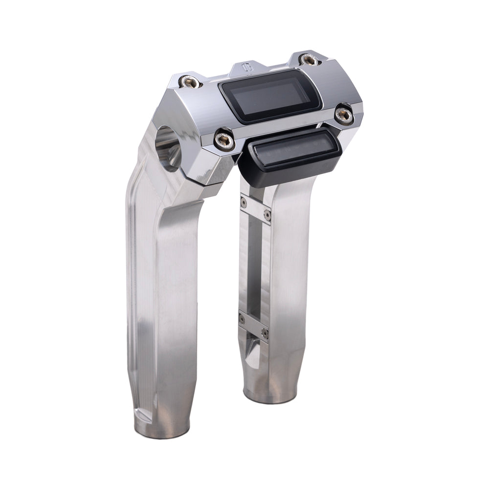 OG Aluminum 8.5 inch Pull Back Risers with Chrome Digital Gauge Cut Out Top Clamp