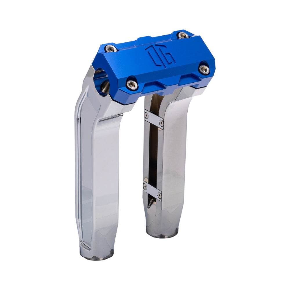 OG Chrome 8.5 inch Pull Back Risers with Blue Standard Top Clamp