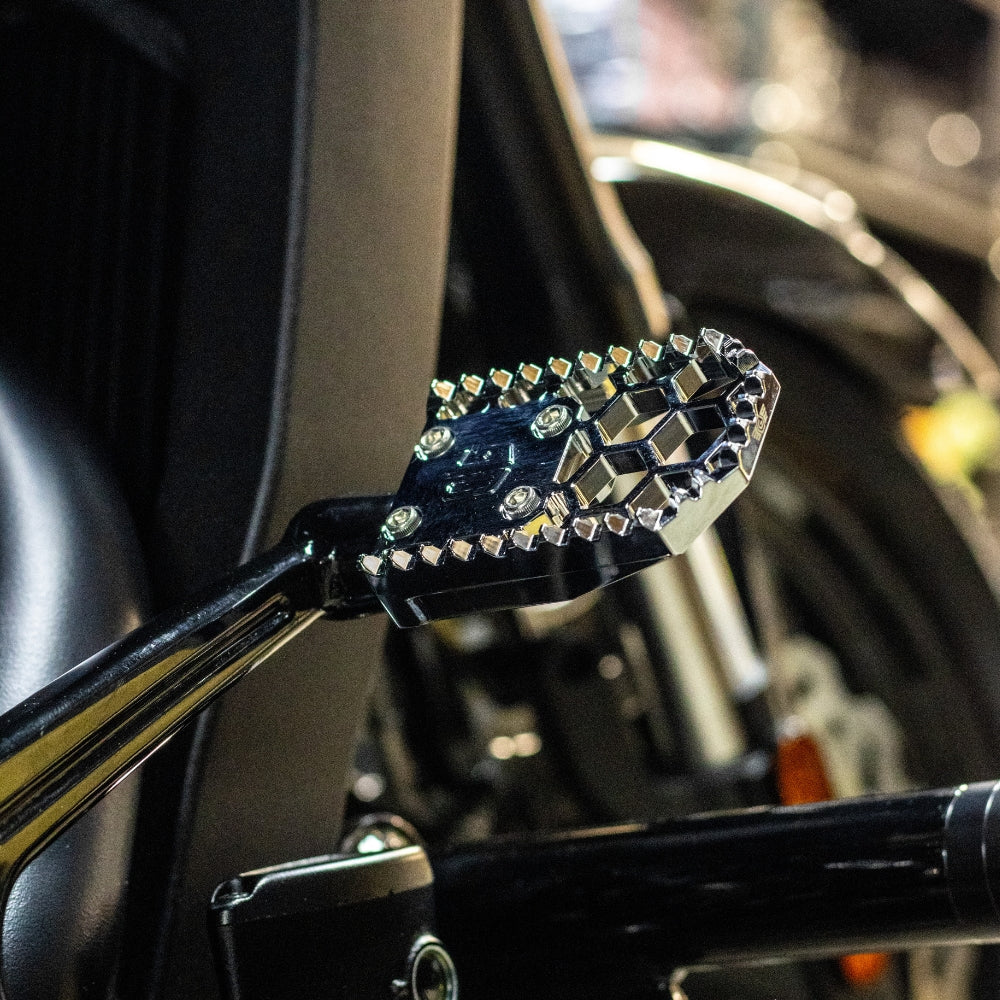 OG Indian Bagger HoneyComp V3 Brake Pedal Kit installed on a Indian Challenger