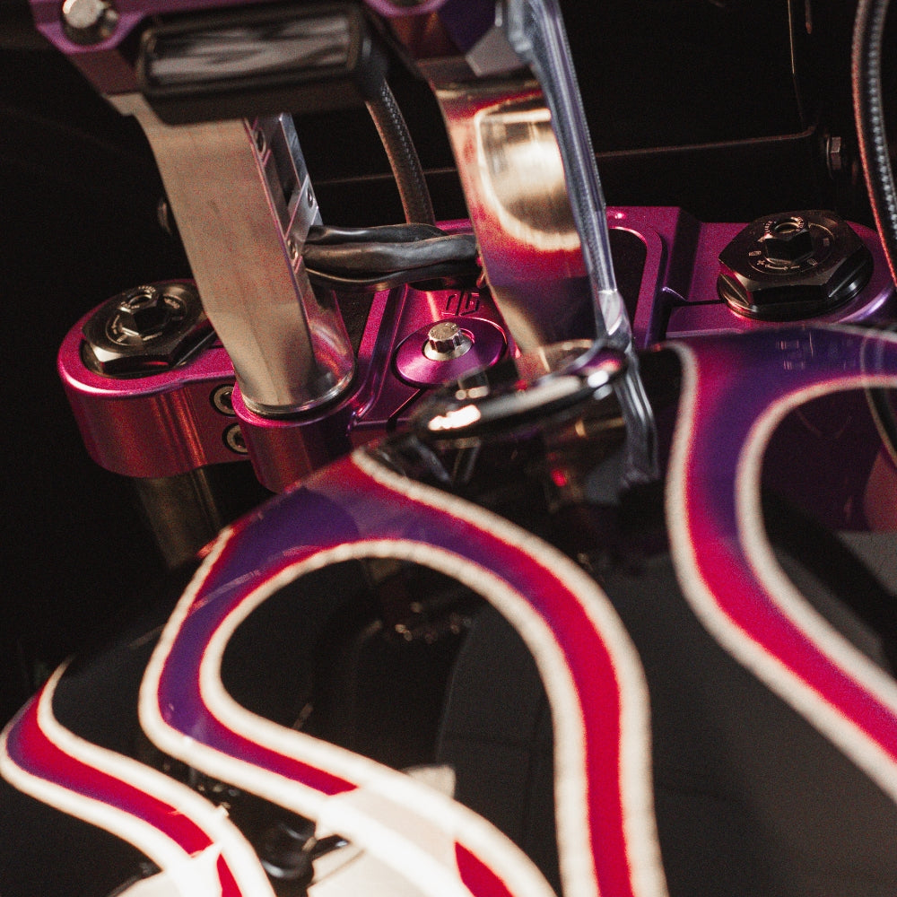 OG M8 Softail Billet Fork Stem Cap installed on a 2021 Softail Standard on the OG Top Triple Tree