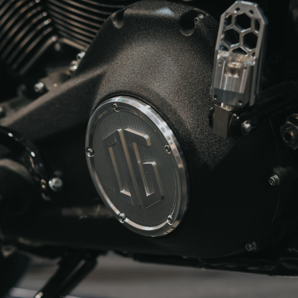 OG M8 Softail Derby Cover installed on a 2025 Softail Low Rider S FXLRS
