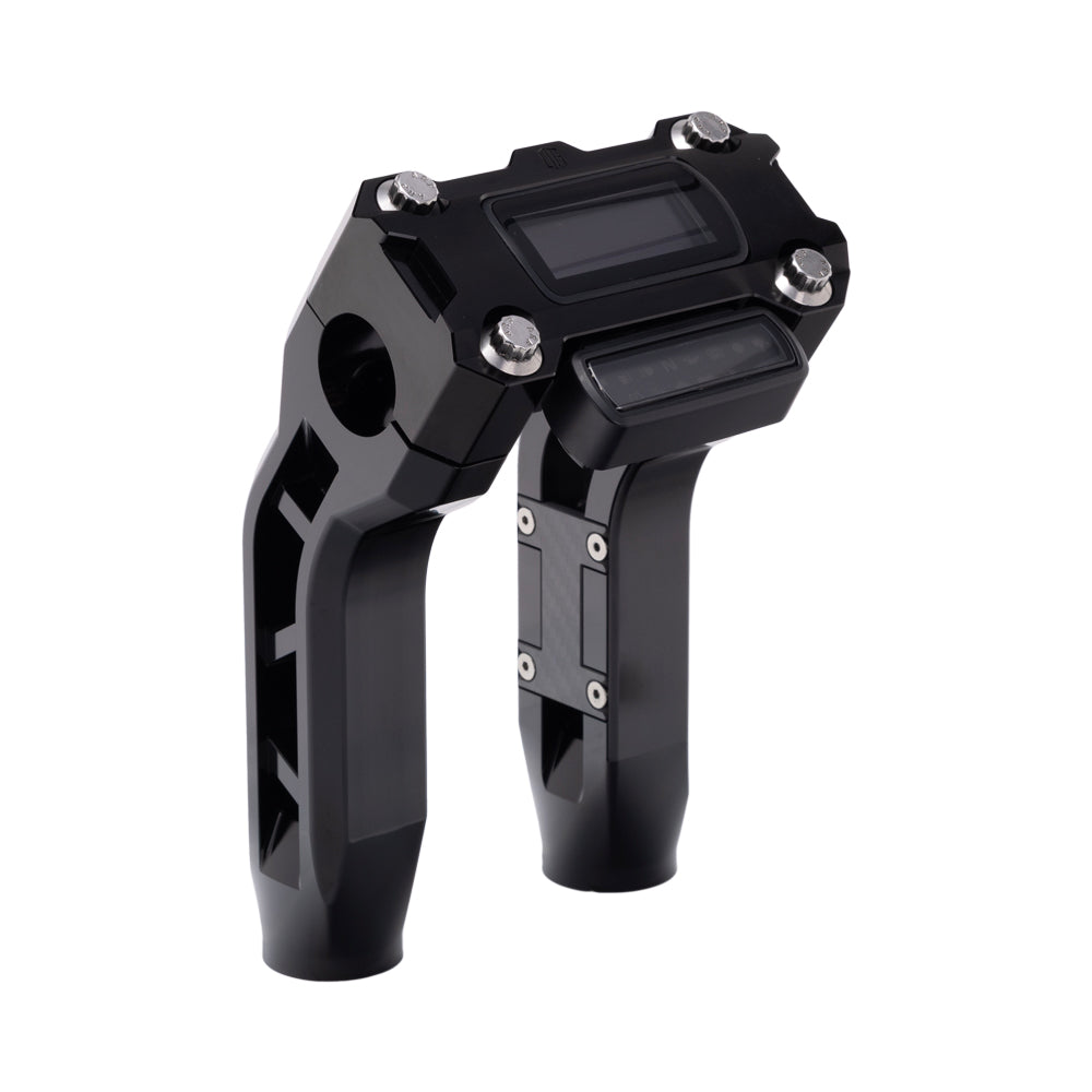OG Black Performance 6.5 inch Pull Back Riser Legs with Black Performance Digital Gauge Top Clamp