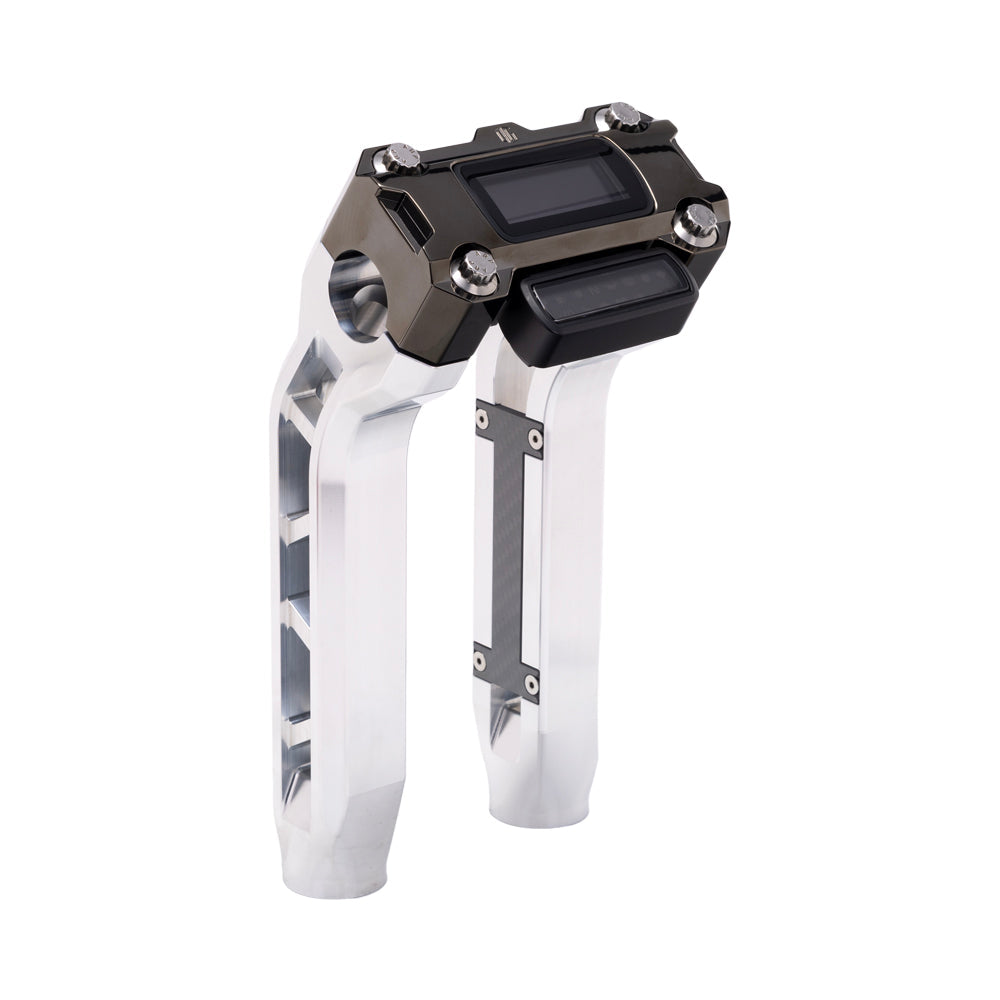 OG Aluminum Performance 8.5 inch Pull Back Riser Legs with Black Chrome Performance Digital Gauge Top Clamp