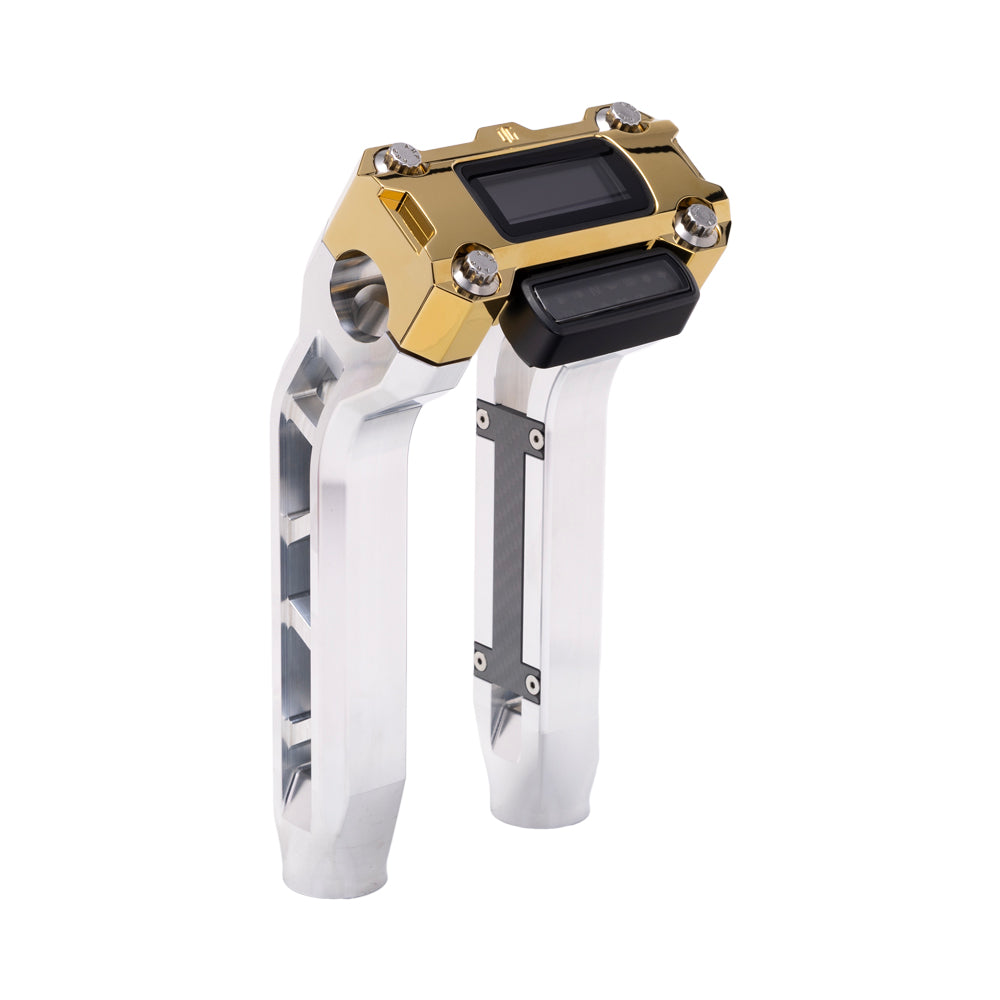 OG Aluminum Performance 8.5 inch Pull Back Riser Legs with Gold Plating Performance Digital Gauge Top Clamp