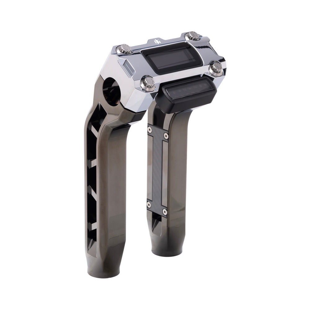 OG Black Chrome Performance 8.5 inch Pull Back Riser Legs with Chrome Performance Digital Gauge Top Clamp