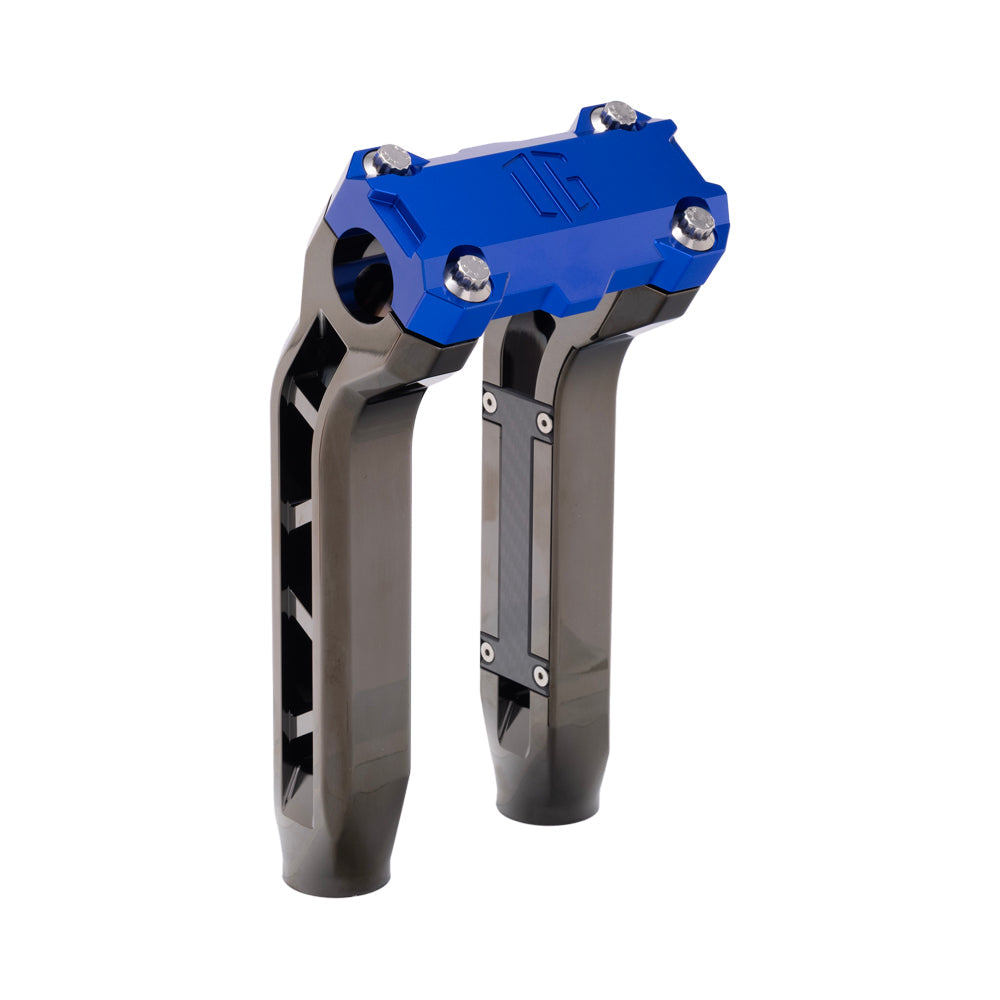 OG Black Chrome Performance 8.5 inch Pull Back Riser Legs with Blue Performance Top Clamp