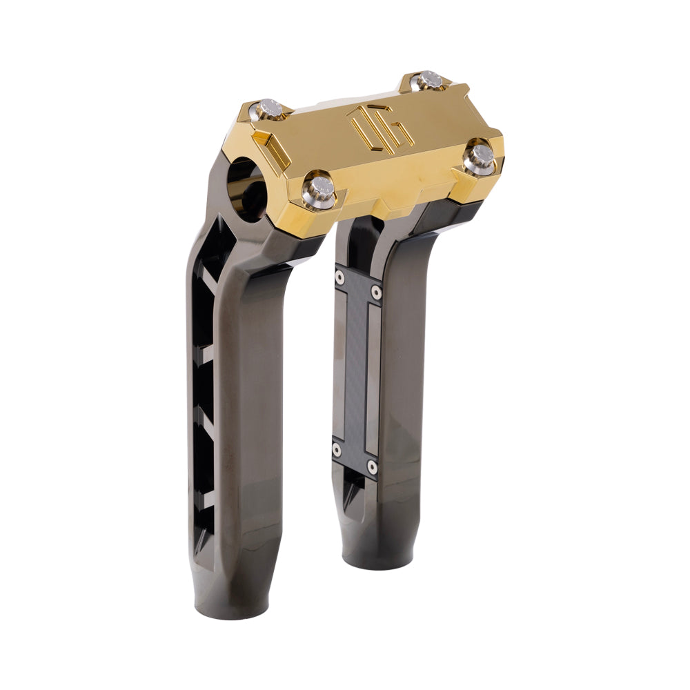 OG Black Chrome Performance 8.5 inch Pull Back Riser Legs with Gold Plating Performance Top Clamp