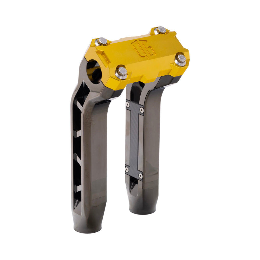 OG Black Chrome Performance 8.5 inch Pull Back Riser Legs with Gold Performance Top Clamp