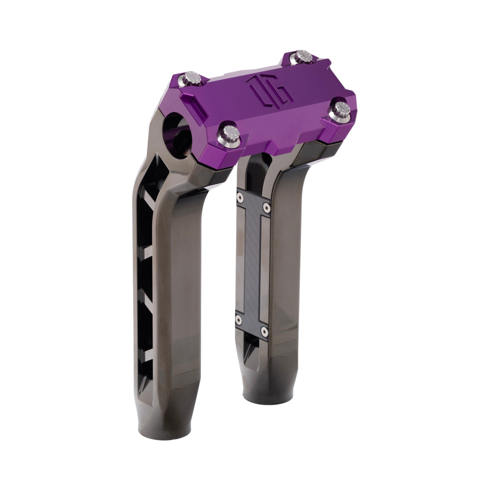 OG Black Chrome Performance 8.5 inch Pull Back Riser Legs with Purple Performance Top Clamp
