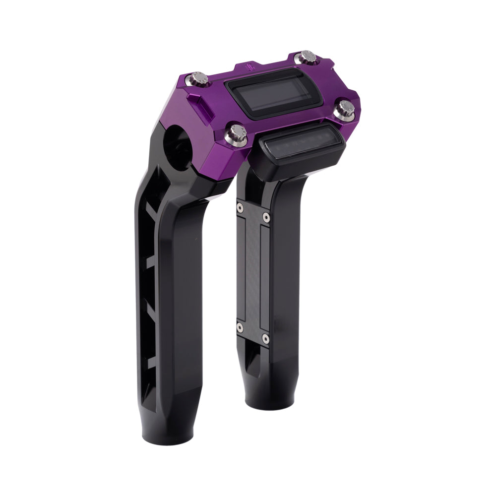OG Black Performance 8.5 inch Pull Back Riser Legs with Purple Performance Digital Gauge Top Clamp