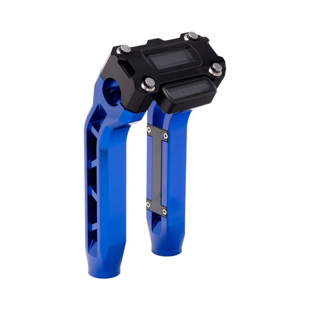 OG Blue Performance 8.5 inch Pull Back Riser Legs with Black Performance Digital Gauge Top Clamp