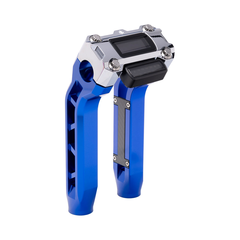 OG Blue Performance 8.5 inch Pull Back Riser Legs with Chrome Performance Digital Gauge Top Clamp