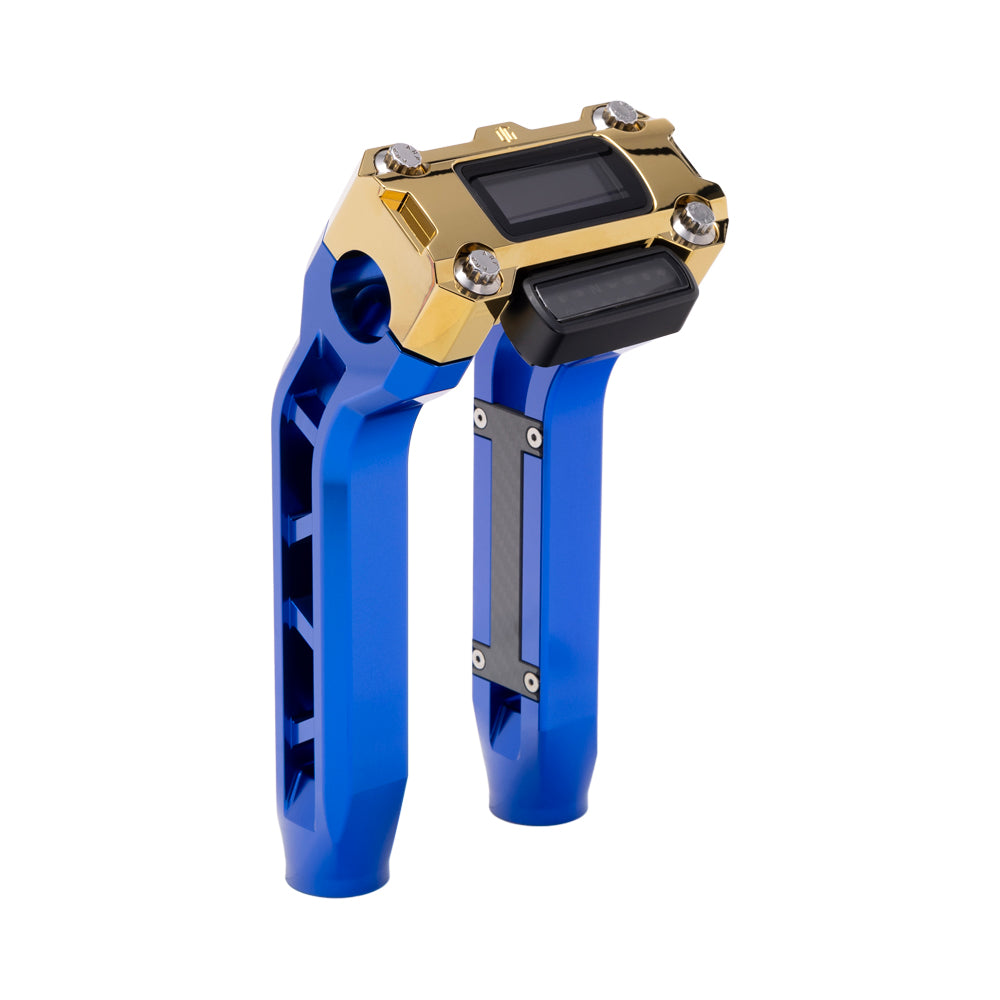 OG Blue Performance 8.5 inch Pull Back Riser Legs with Gold Plating Performance Digital Gauge Top Clamp