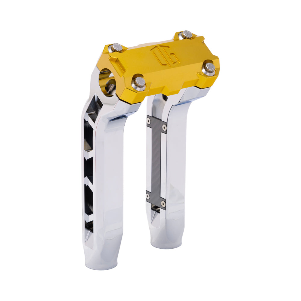 OG Chrome Performance 8.5 inch Pull Back Riser Legs with Gold Performance Top Clamp