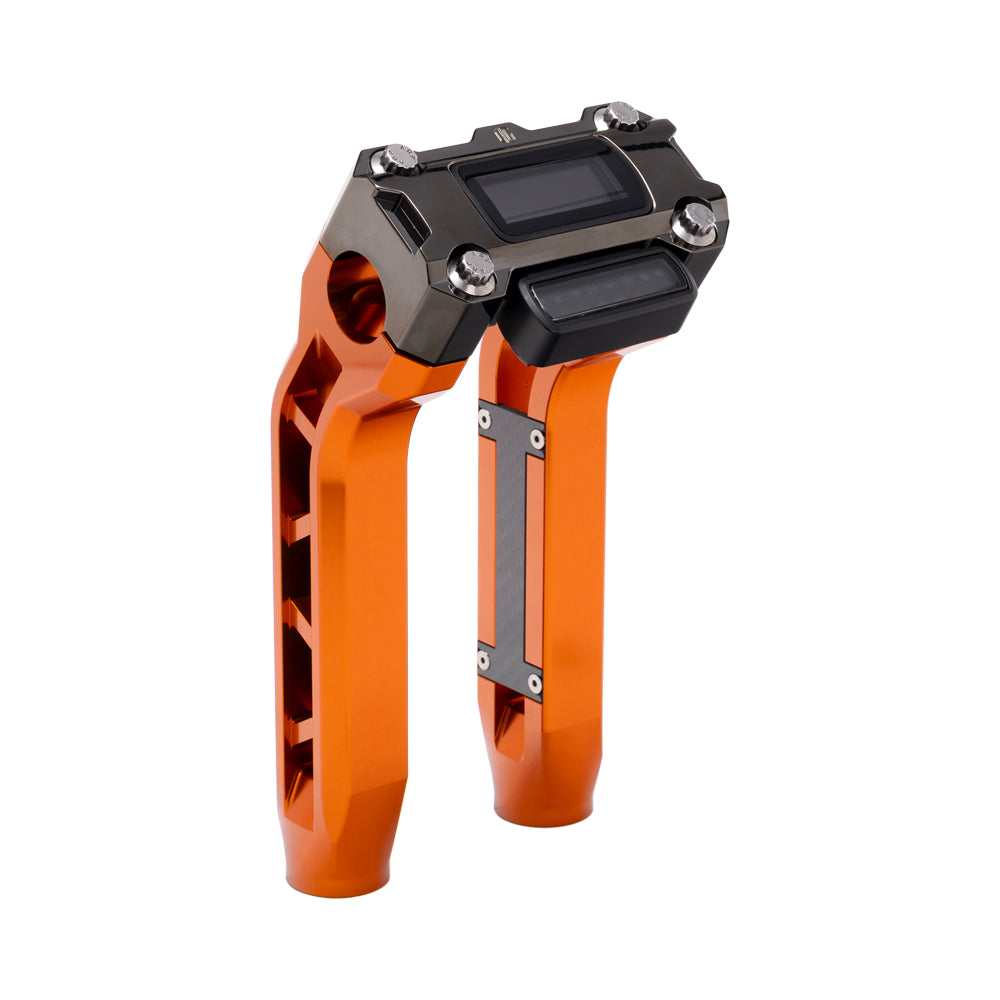 OG Orange Performance 8.5 inch Pull Back Riser Legs with Black Chrome Performance Digital Gauge Top Clamp
