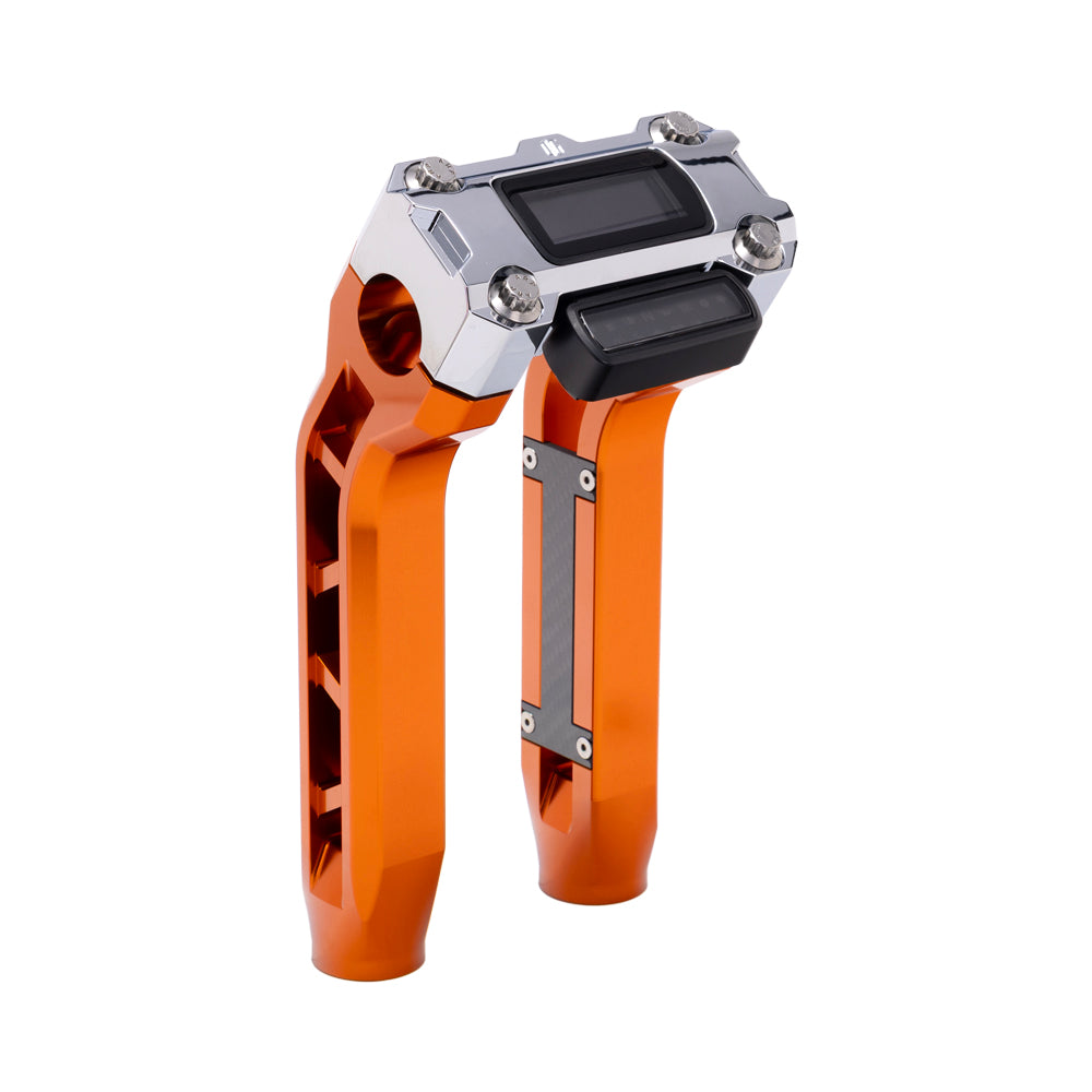 OG Orange Performance 8.5 inch Pull Back Riser Legs with Chrome Performance Digital Gauge Top Clamp