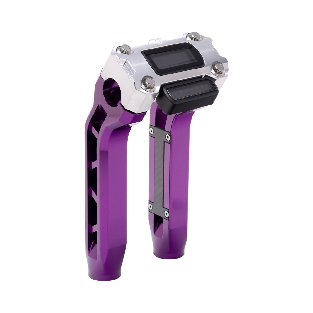 OG Purple Performance 8.5 inch Pull Back Riser Legs with Aluminum Performance Digital Gauge Top Clamp