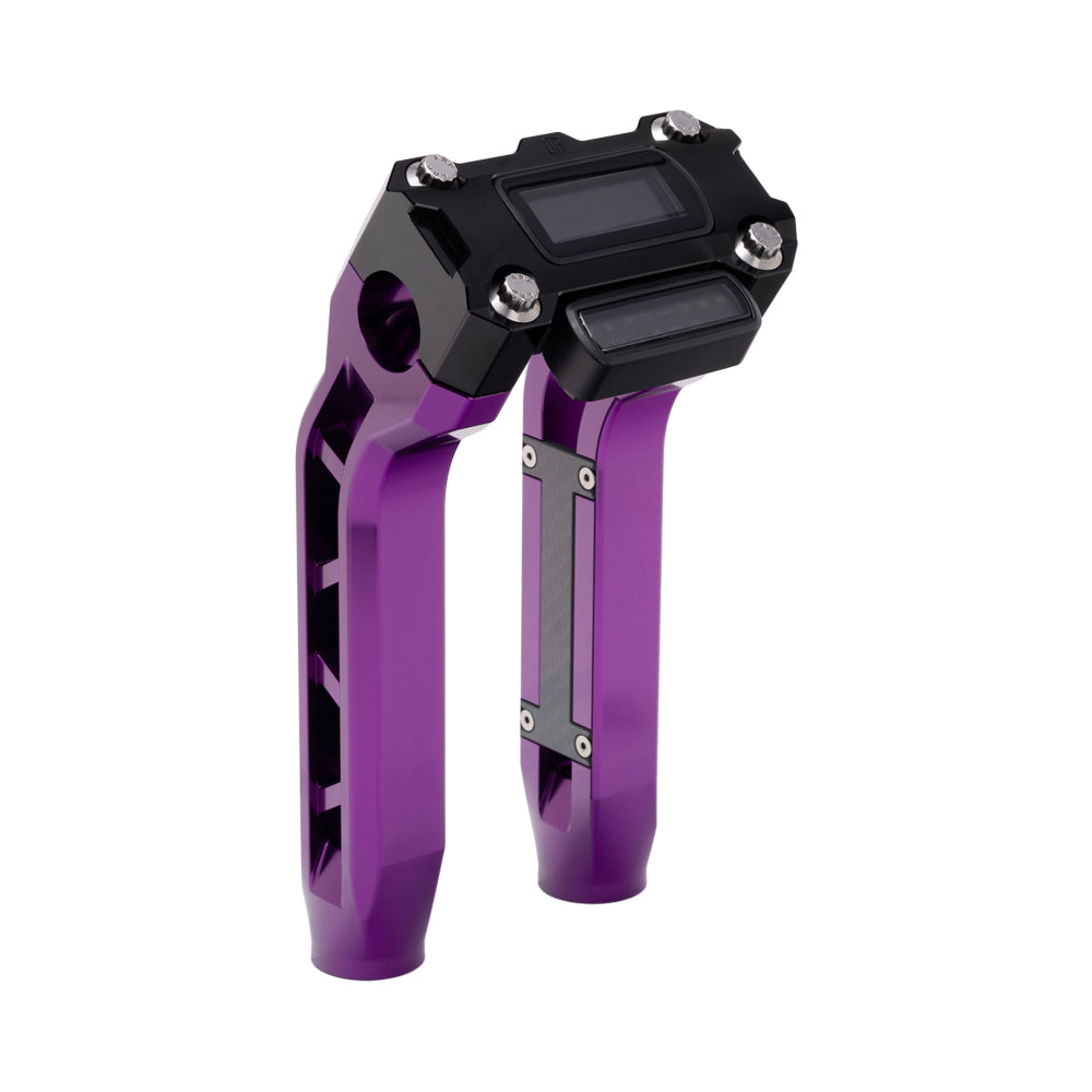 OG Purple Performance 8.5 inch Pull Back Riser Legs with Black Performance Digital Gauge Top Clamp